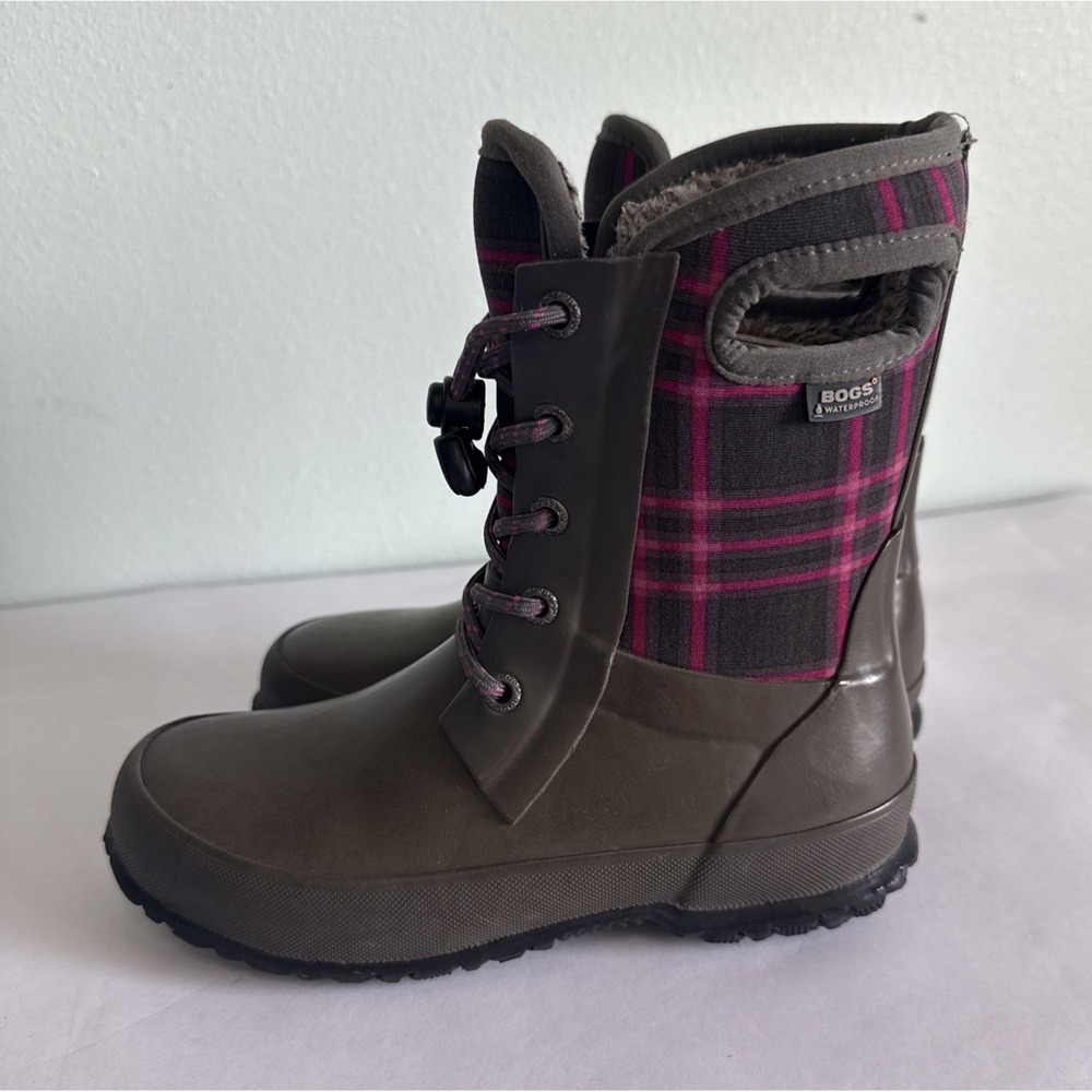 Bogs Kids Amanda Plaid Waterproof Winter Boots Size 13 Purple Green Insulated
